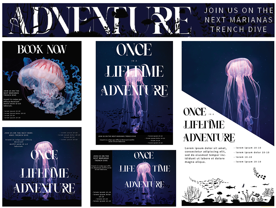 Magazine ads of different sizes