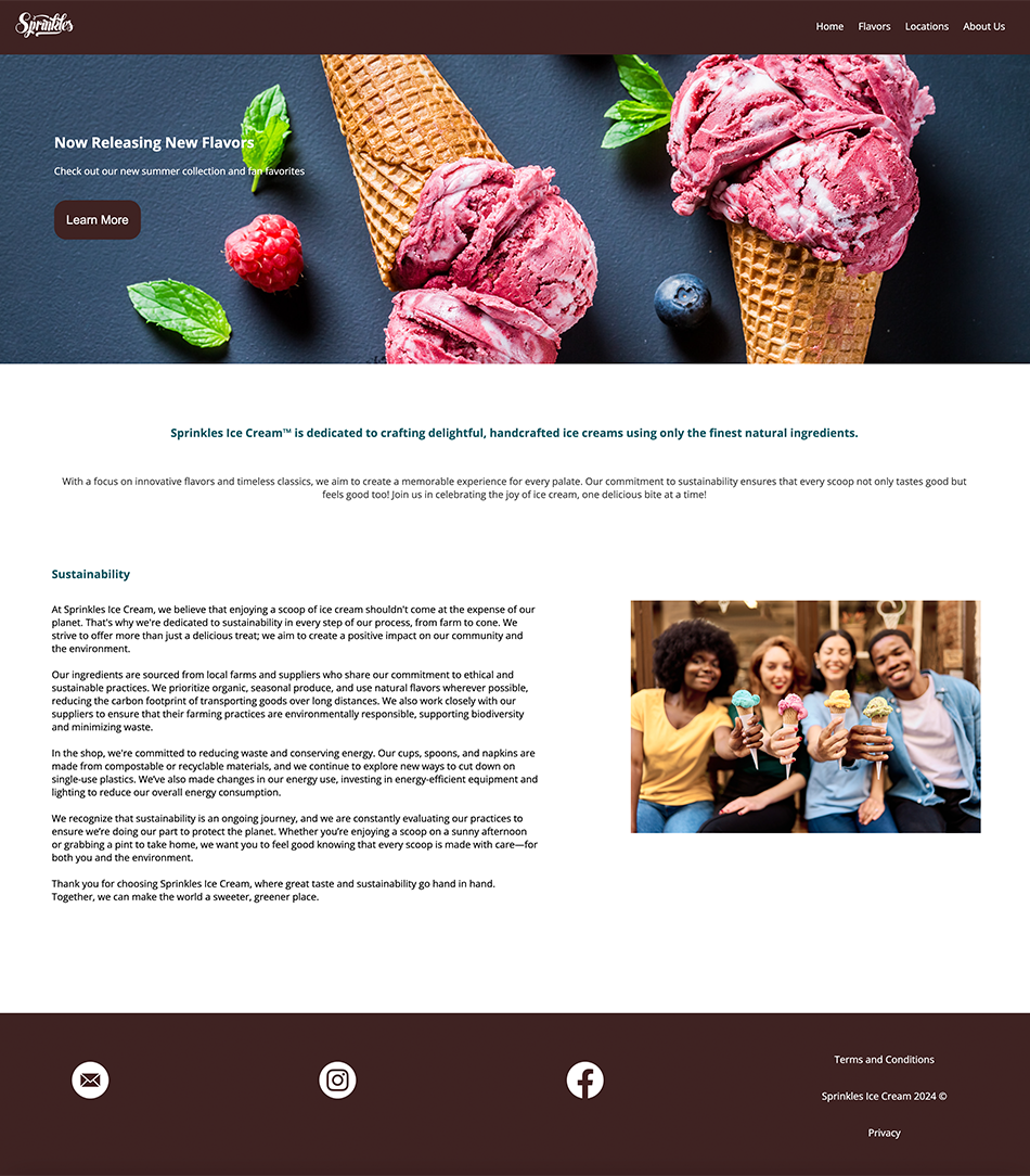 full website home page display